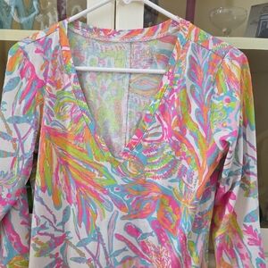 Lilly Pulitzer Vibrant Floral V-Neck Midi Dress